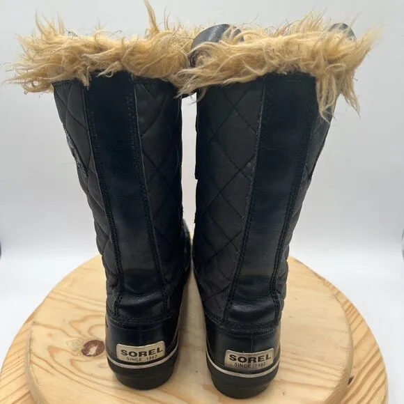 Sorel Tofino II Waterproof Boots Womens 9 Black Insulated Winter Faux Fur