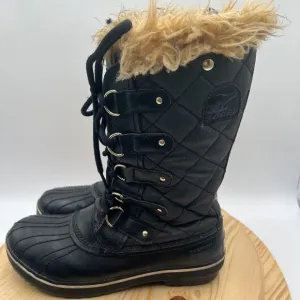 Sorel Tofino II Waterproof Boots Womens 9 Black Insulated Winter Faux Fur
