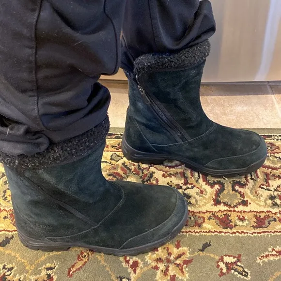 Sorel Waterfall Black Suede Waterproof Winter Boots Thinsulate Insulated 8.5