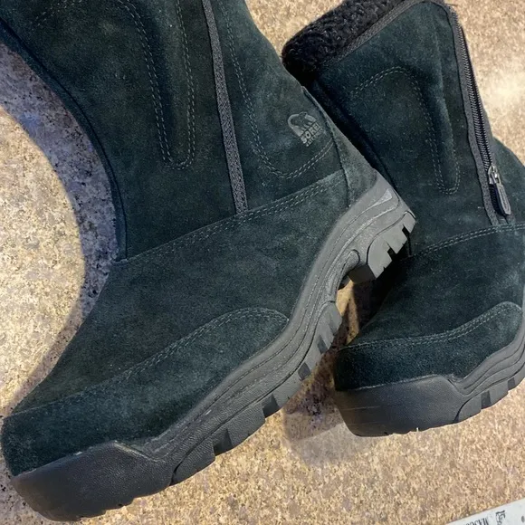 Sorel Waterfall Black Suede Waterproof Winter Boots Thinsulate Insulated 8.5