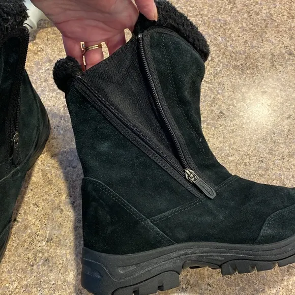 Sorel Waterfall Black Suede Waterproof Winter Boots Thinsulate Insulated 8.5