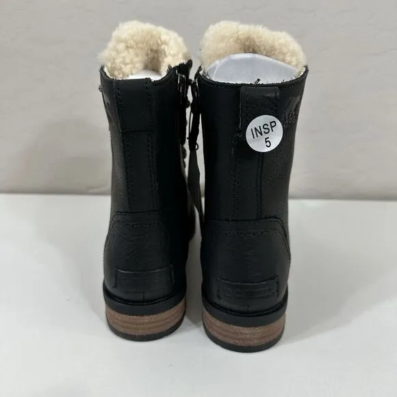 Sorel Women's Boots Black Emilie Short Lace Cozy‎ Shearling Bootie Size 6.5