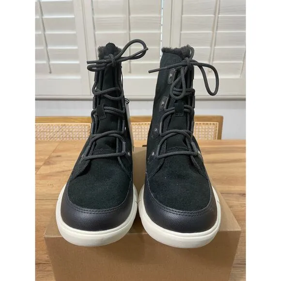 Sorel Women's Explorer II Joan Cozy Boots Black Fawn Suede Faux Fur Size 11 NWOB