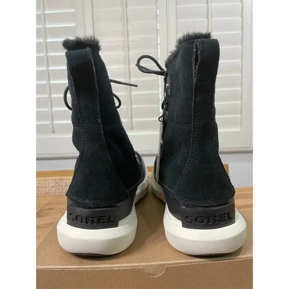 Sorel Women's Explorer II Joan Cozy Boots Black Fawn Suede Faux Fur Size 11 NWOB