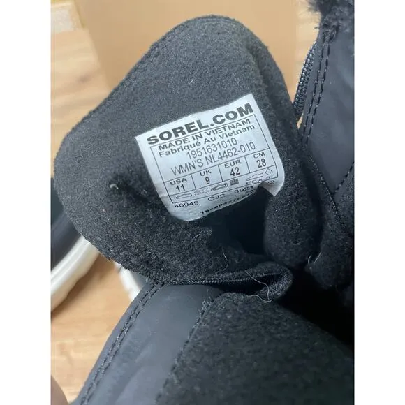 Sorel Women's Explorer II Joan Cozy Boots Black Fawn Suede Faux Fur Size 11 NWOB