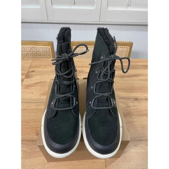 Sorel Women's Explorer II Joan Cozy Boots Black Fawn Suede Faux Fur Size 11 NWOB