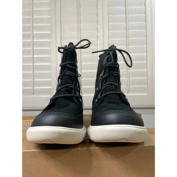Sorel Women's Explorer II Joan Cozy Boots Black Fawn Suede Faux Fur Size 11 NWOB