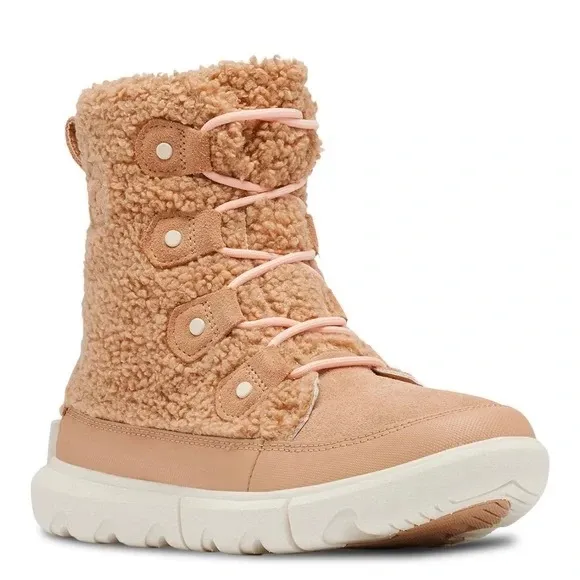 Sorel Women's Explorer II Joan Cozy Boots in Nova Sand/Sea Salt Tan 7.5 nwt