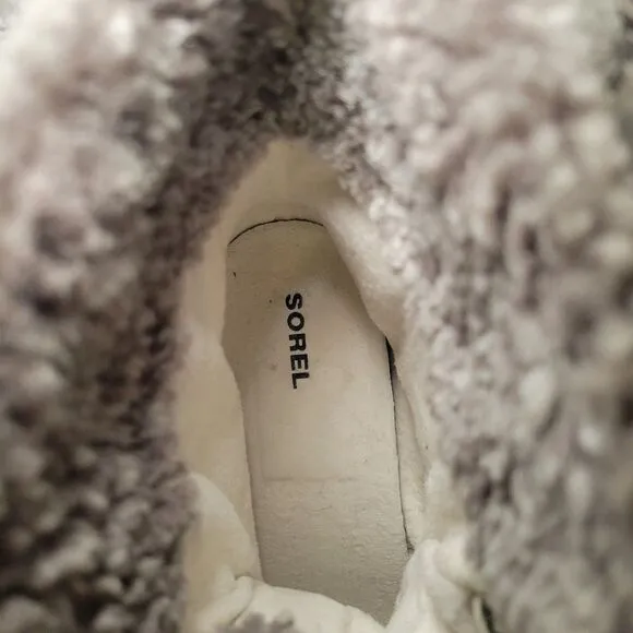 Sorel Women's Joan Of Arctic Boots Size 10 Wedge Heel Shearling Waterproof‎ Gray