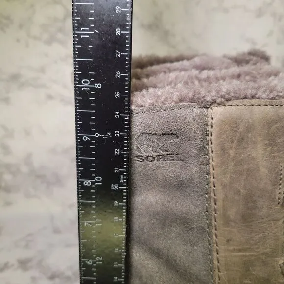 Sorel Women's Joan Of Arctic Boots Size 10 Wedge Heel Shearling Waterproof‎ Gray