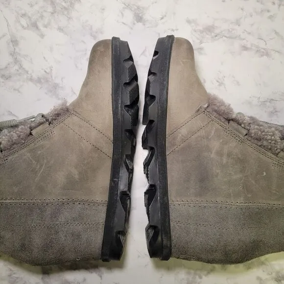 Sorel Women's Joan Of Arctic Boots Size 10 Wedge Heel Shearling Waterproof‎ Gray