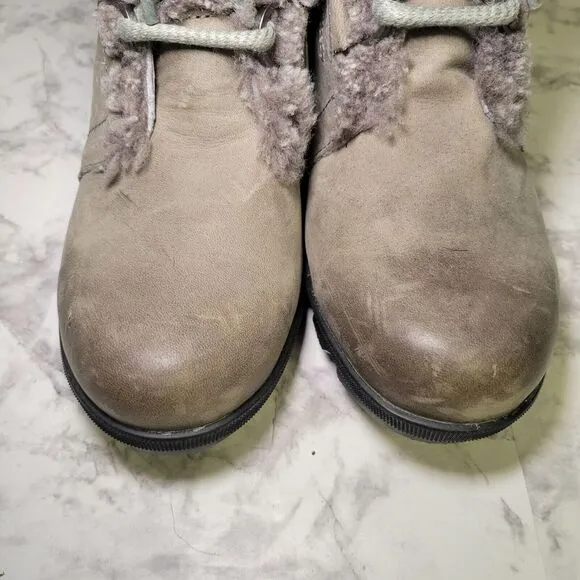 Sorel Women's Joan Of Arctic Boots Size 10 Wedge Heel Shearling Waterproof‎ Gray