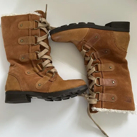Sorel  Women's NL2680-286 Leather/Suede Tan Lace-Up Boots Waterproof size 5.5
