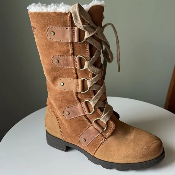 Sorel  Women's NL2680-286 Leather/Suede Tan Lace-Up Boots Waterproof size 5.5