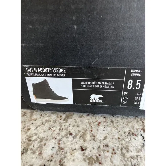 Sorel Womens Out N About Wedge Bootie Black Suede Size 8.5 M