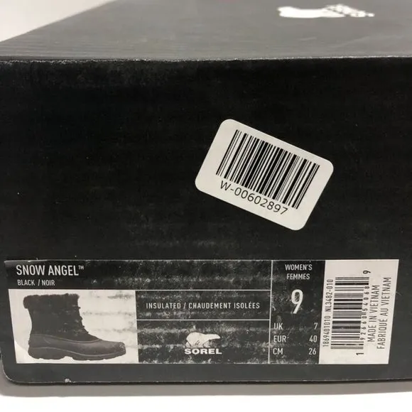 Sorel Women’s Snow Angel, Black Waterproof Winter Boots, Size 9M