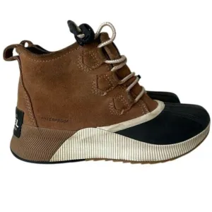 Sorel Womens Waterproof Suede &amp; Rubber Lace-Up Boots Size 3.5 US Brown/Black