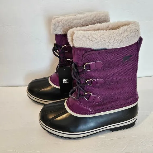 Sorel YOOT PAC Nylon Youth Waterproof Boot Purple Kids 5 Winter