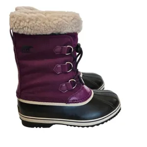 Sorel YOOT PAC Nylon Youth Waterproof Boot Purple Kids 5 Winter