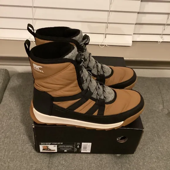 Sorel Youth Whitney II Plus Lace-Up Waterproof Booties, size 6