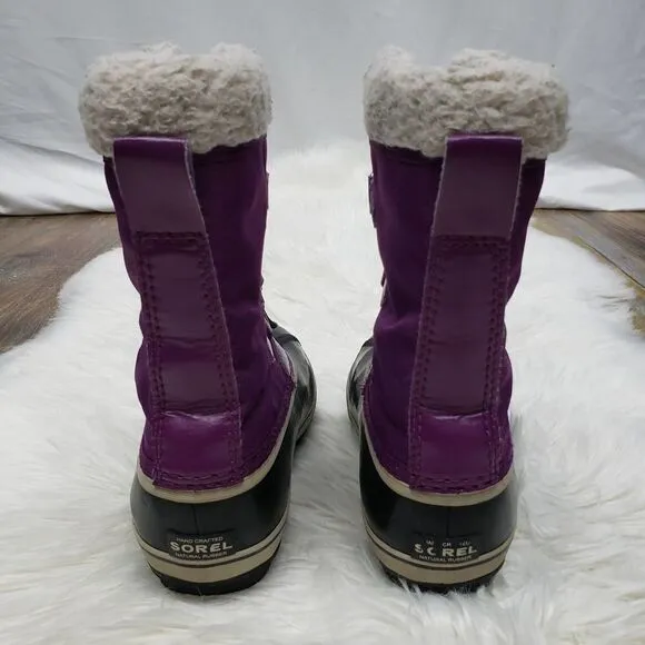 SOREL Kids' Yoot Pac Waterproof Boots Nylon Canvas In Purple Winter Snow Size 3
