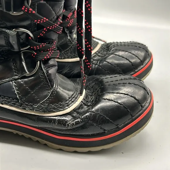 Sorel Tolfino Black Quilted Faux Fur Waterproof Snow Winter Tall Boot sz 7