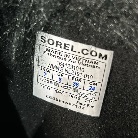 Sorel Tolfino Black Quilted Faux Fur Waterproof Snow Winter Tall Boot sz 7