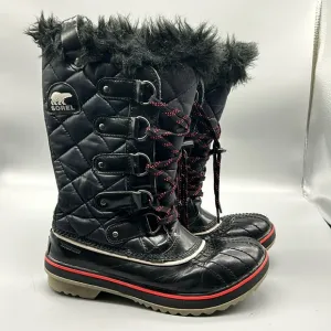 Sorel Tolfino Black Quilted Faux Fur Waterproof Snow Winter Tall Boot sz 7