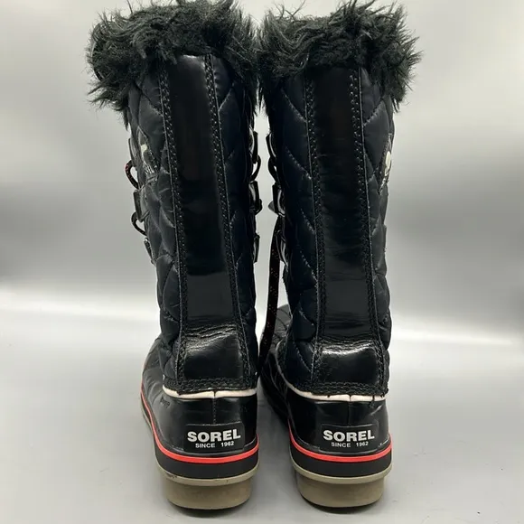 Sorel Tolfino Black Quilted Faux Fur Waterproof Snow Winter Tall Boot sz 7
