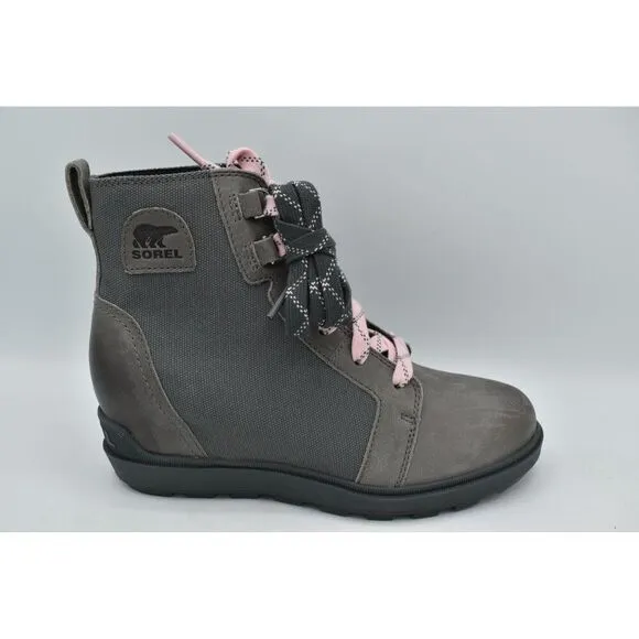 Sorel Womens Size 7 Evie II NW Lace Quarry Grill Waterproof Wedge Booties Boots