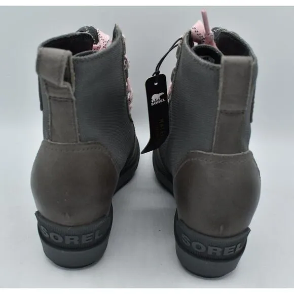 Sorel Womens Size 7 Evie II NW Lace Quarry Grill Waterproof Wedge Booties Boots
