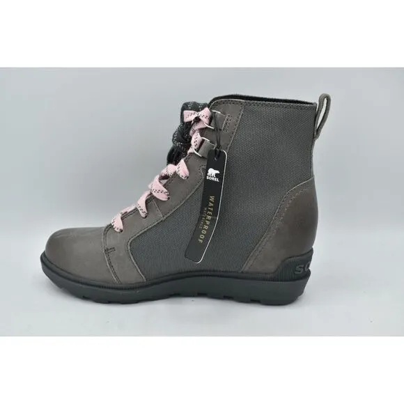 Sorel Womens Size 7 Evie II NW Lace Quarry Grill Waterproof Wedge Booties Boots