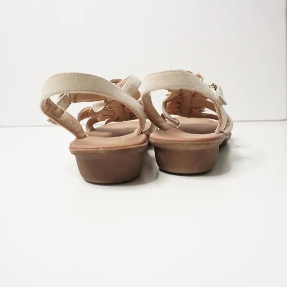 SOUL Naturalizer Tan Floral Sing Comfort Sandals Womens 9.5 Beige Shoes Neutral