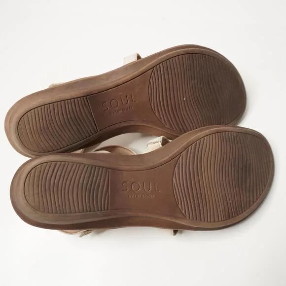 SOUL Naturalizer Tan Floral Sing Comfort Sandals Womens 9.5 Beige Shoes Neutral