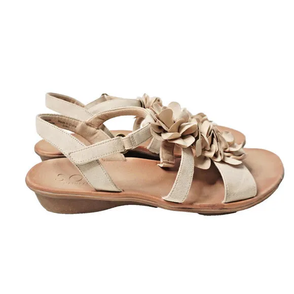 SOUL Naturalizer Tan Floral Sing Comfort Sandals Womens 9.5 Beige Shoes Neutral