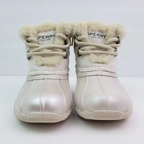 Sperry Alpine Saltwater Toddler Sz 7 Pearl Faux Shearling Waterproof Duck Boots