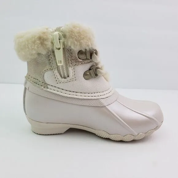Sperry Alpine Saltwater Toddler Sz 7 Pearl Faux Shearling Waterproof Duck Boots