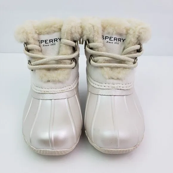 Sperry Alpine Saltwater Toddler Sz 7 Pearl Faux Shearling Waterproof Duck Boots