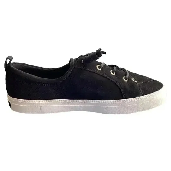 Sperry Crest Vibe Plushwave Snake Women 8 M Leather Lace-Up Sneakers Black NEW