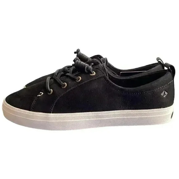 Sperry Crest Vibe Plushwave Snake Women 8 M Leather Lace-Up Sneakers Black NEW