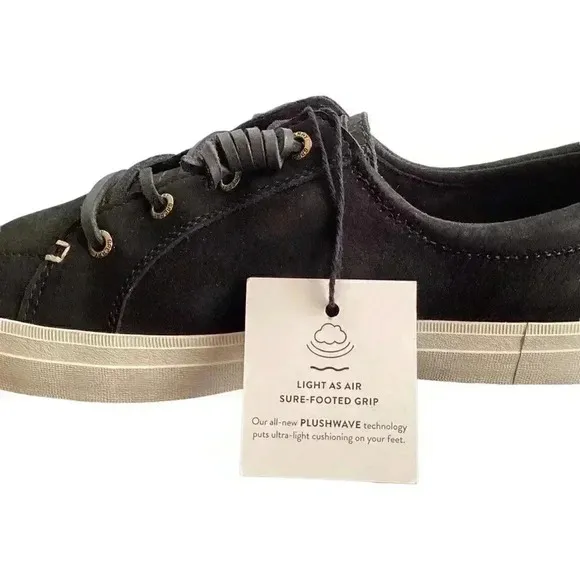 Sperry Crest Vibe Plushwave Snake Women 8 M Leather Lace-Up Sneakers Black NEW