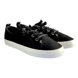 Sperry Crest Vibe Plushwave Snake Women 8 M Leather Lace-Up Sneakers Black NEW