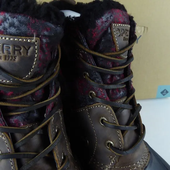 Sperry Decoy Shearling Duck Boots Leather Plaid