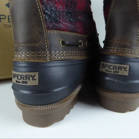 Sperry Decoy Shearling Duck Boots Leather Plaid