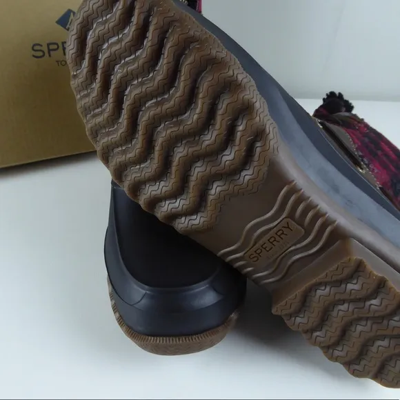 Sperry Decoy Shearling Duck Boots Leather Plaid