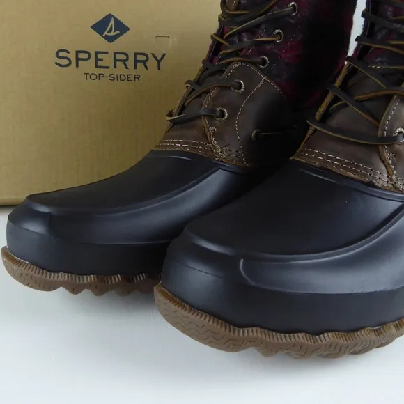 Sperry Decoy Shearling Duck Boots Leather Plaid