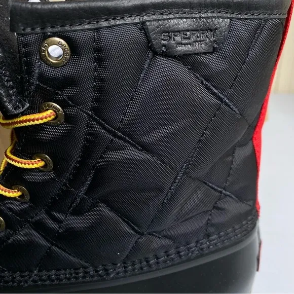 Sperry mens sz 12 Black Saltwater Nylon Waterproof Duck Boots New in Box