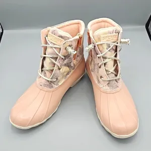 Sperry Saltwater Metallic Pink Duck Boots Size: 7M NIB