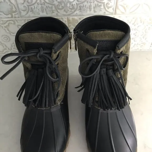 Sperry Saltwater Tassel Corduroy Duck Boots Women's sz 6