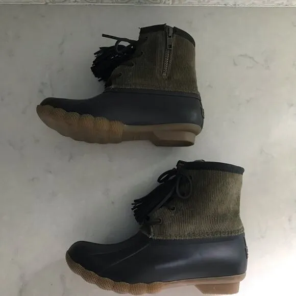 Sperry Saltwater Tassel Corduroy Duck Boots Women's sz 6